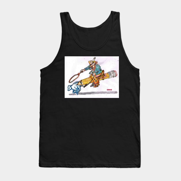 Pencil Calf Roping Tank Top by ArtMagician